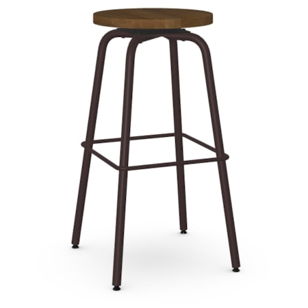 Bar Height Swivel Stool with Wood Seat
