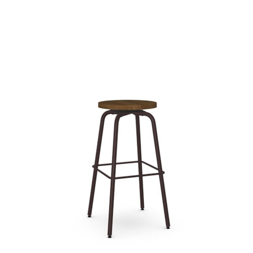 Bar Height Swivel Stool with Wood Seat