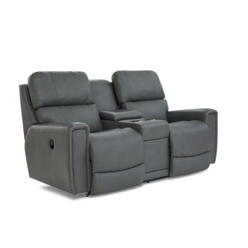 Contemporary Reclining Loveseat with Center Console