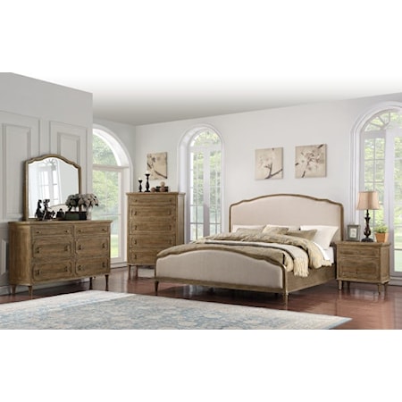 Queen Arched Panel Bed with Upholstery