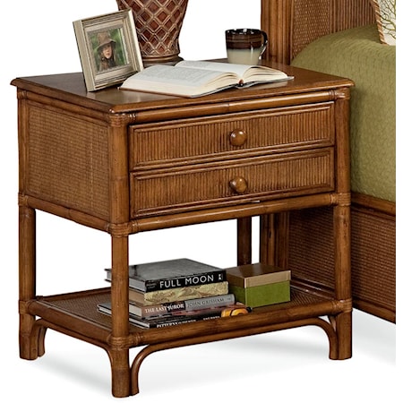 Tropical 2-Drawer Nightstand with Open Shelf