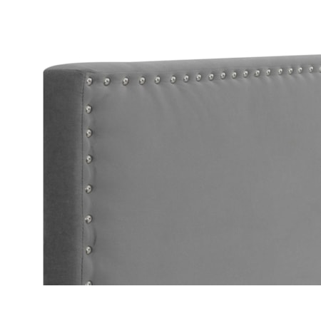 Queen Headboard, Gray Velvet