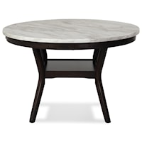 Transitional 47" Round Dining Table with Faux Marble Top