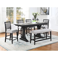 Transitional 6-Piece Counter-Height Dining Set