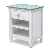 Coastal 1-Drawer Nightstand with Power Outlet and USB Port - Bleu