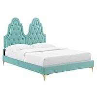 Tufted Performance Velvet Queen Platform Bed