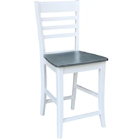 Roma Farmhouse Dining Stool with Ladder Back - Heather Gray/White