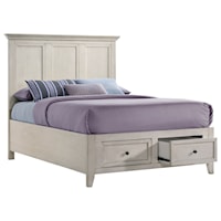 Transitional Youth Full Storage Panel Bed with 2 Footboard Drawers