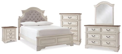 Full Panel Bed, Dresser, Mirror, Chest And Nightstand