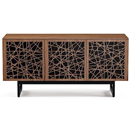 Contemporary 3-Door Media Cabinet with Ricochet Pattern