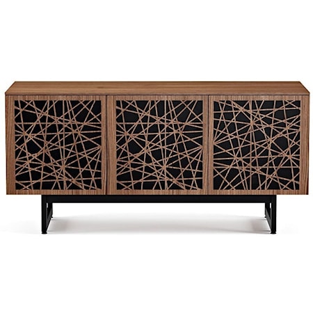 Contemporary 3-Door Media Cabinet with Ricochet Pattern