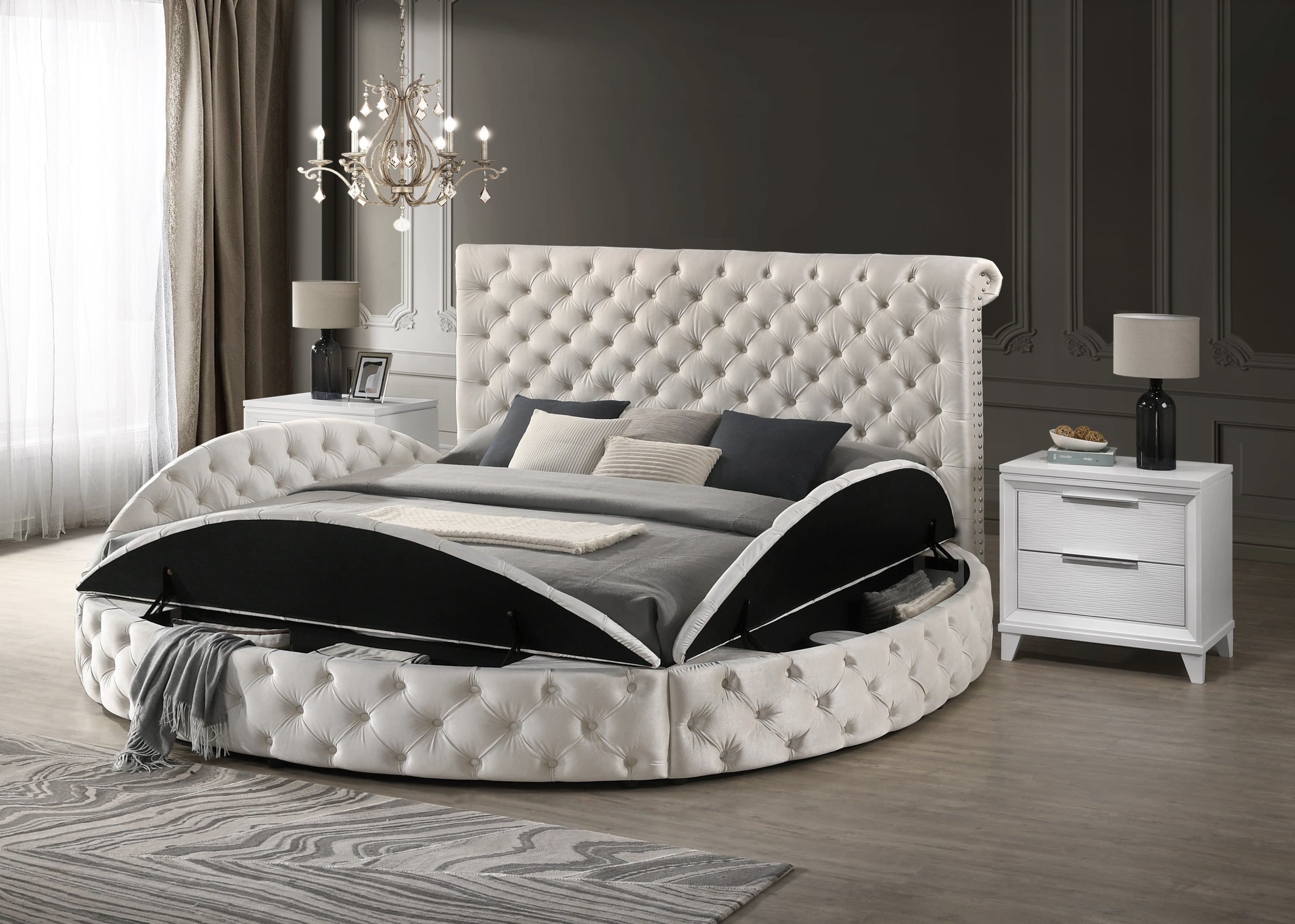 Crown Mark Brigitte Queen Upholstered Bed - Ivory