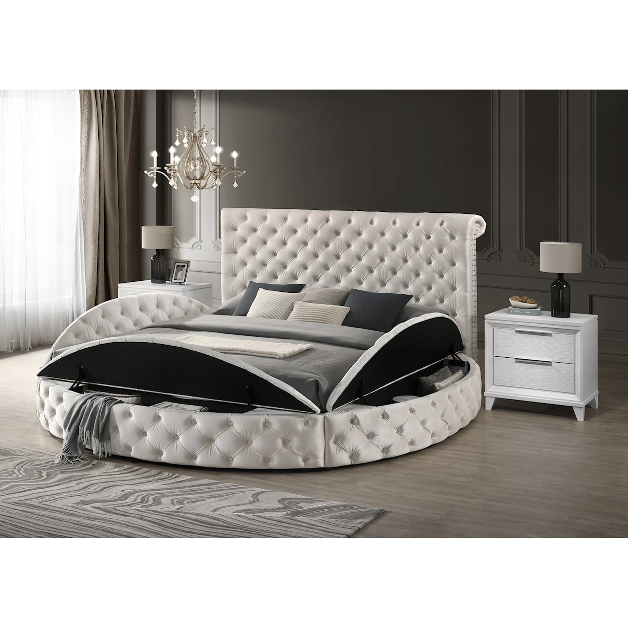 Crown Mark BRIGITTE Queen Upholstered Bed - Ivory