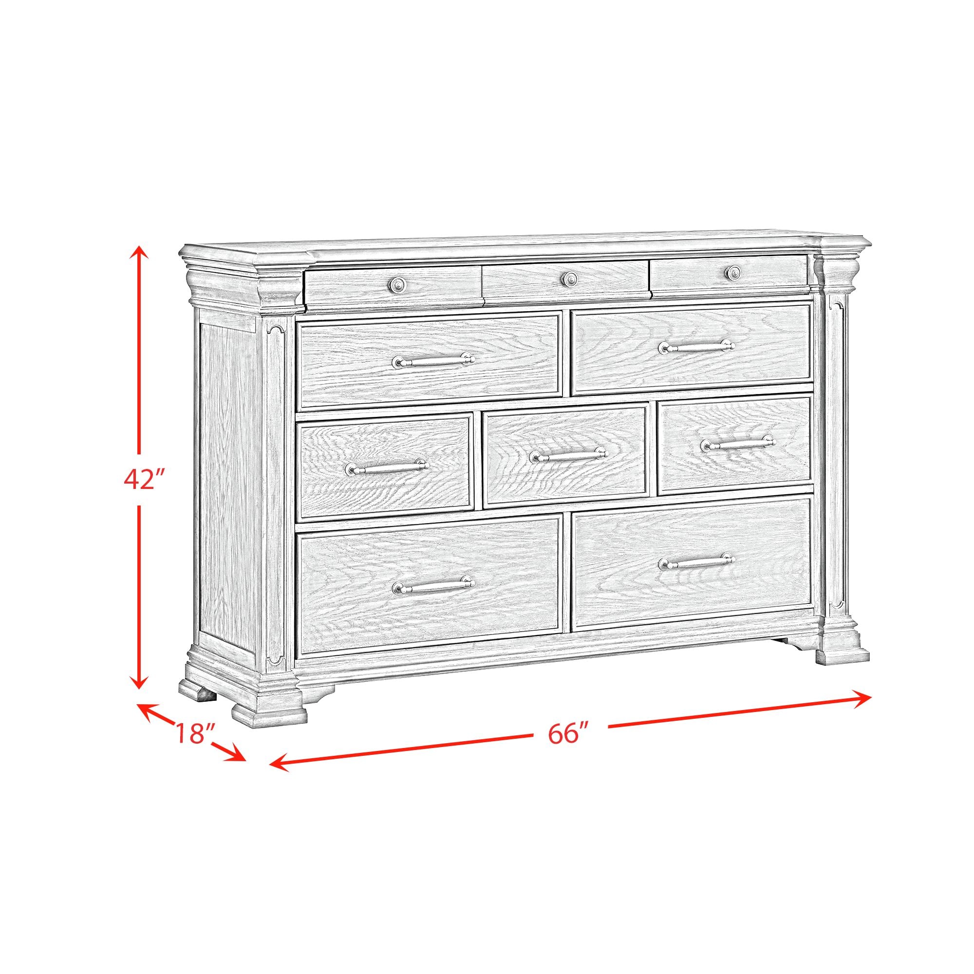 Elements International Kings Court 10-Drawer Bedroom Dresser