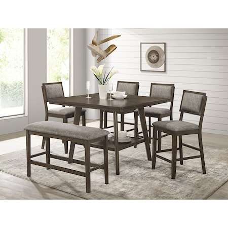 Ember Farmhouse 6-Piece Counter Height Dining Set