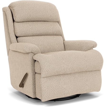 Casual Swivel Gliding Recliner with Channel-Tufted Back Cushion