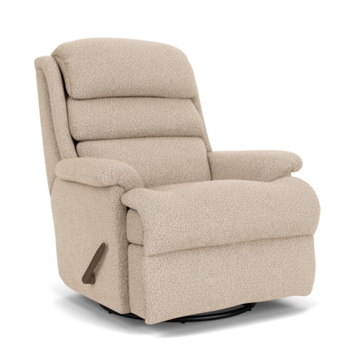 Casual Swivel Gliding Recliner with Channel-Tufted Back Cushion