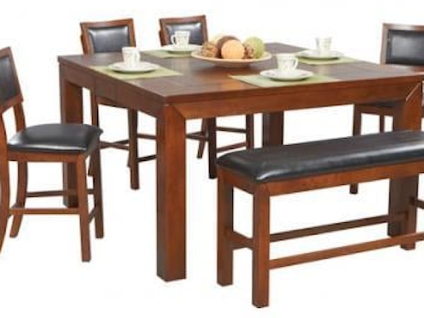 6-Piece Tall Table, Bench & Barstool Set