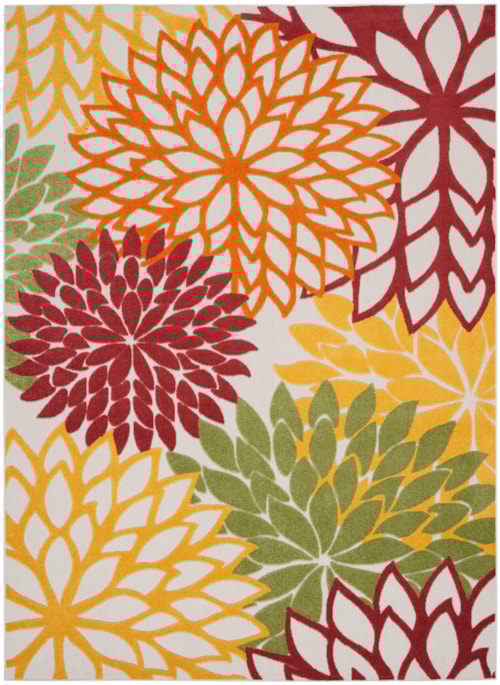 7'10" x 10'6" Red Multi Colored Rectangle Rug