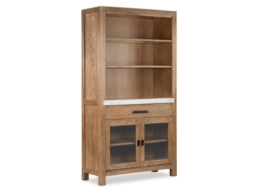 Transitional Display Cabinet with Open Shelving and Felt-Lined Drawer