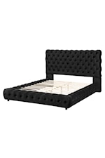 Crown Mark Flory Contemporary Upholstered Queen Bed with Tufted Headboard and Footboard