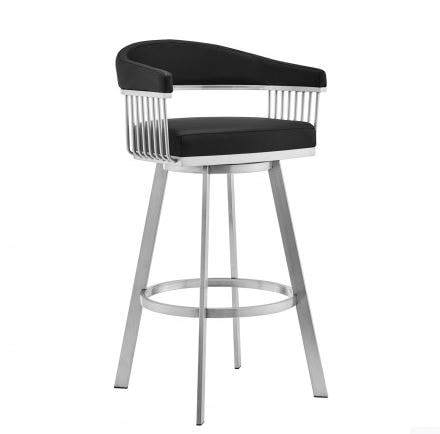 Contemporary Faux Leather Swivel Counter Stool