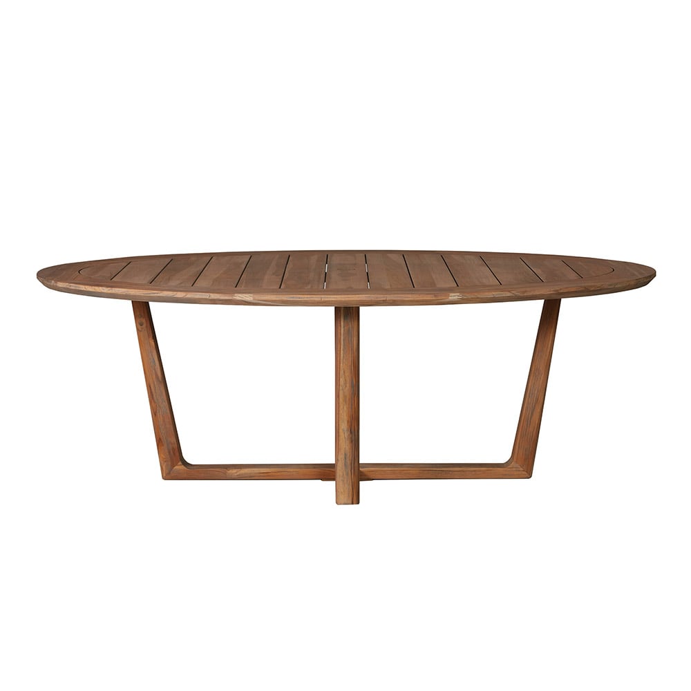 Lloyd Flanders Teak 84" Oval Dining Table w/ Sled Base