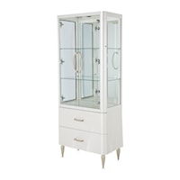Transitional 2-Drawer Display Cabinet with Built-in LED Lights