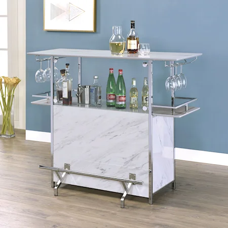 Contemporary Bar Table with Wine and Glass Holder