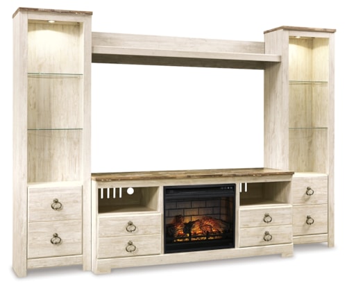 4-Piece Entertainment Center With Electric Fireplace