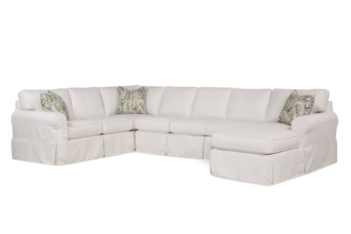 Transitional 4-Piece Sectional Sofa with Slipcover