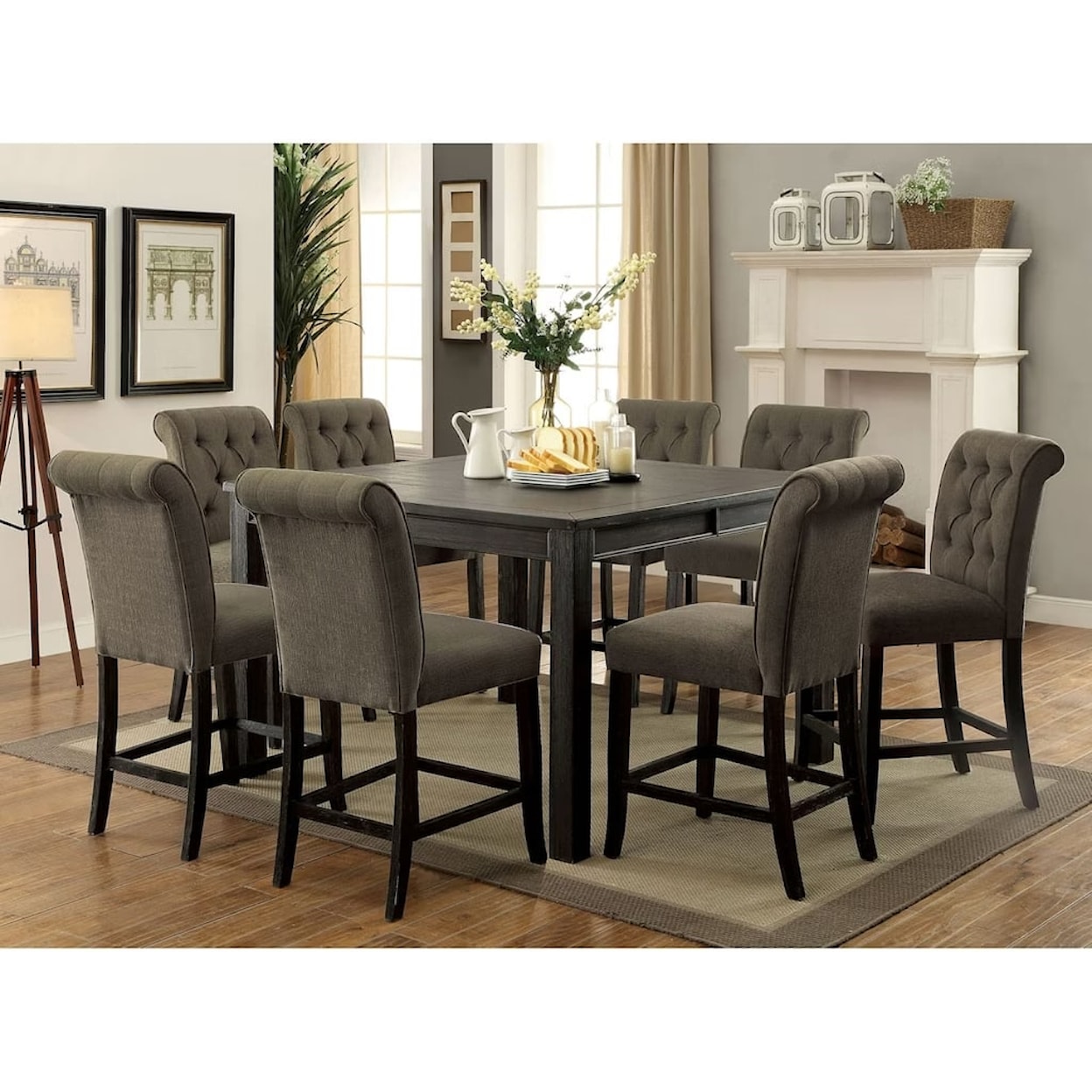 Furniture of America Sania III 7-Piece Counter Height Table and Chair Set