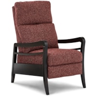 Mid-Century Modern High Leg Push Back Recliner with Wooden Arms
