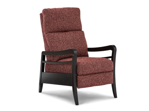 Mid-Century Modern High Leg Push Back Recliner with Wooden Arms