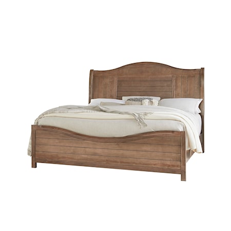 King Sleigh Bed with Metal Slats