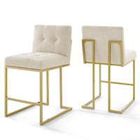 Gold Stainless Steel Upholstered Fabric Counter Stool Set of 2
