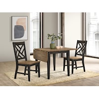 Transitional 3-Piece Dining Set with Lattice Back Side Chairs
