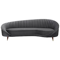 Contemporary Curved Velvet Sofa with Gold Tipped Legs