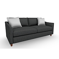 Contemporary Stationary Sofa with Throw Pillows