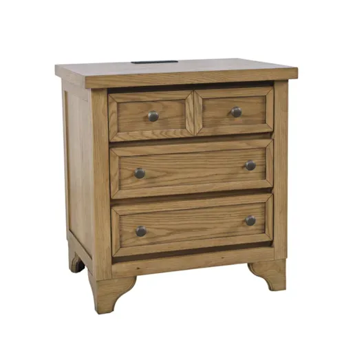 Transitional 4-Drawer Nightstand with Power Strip