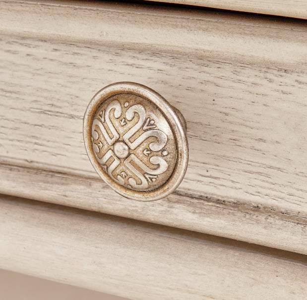 Michael Amini Platine de Royale 7-Drawer Vanity Desk and Mirror