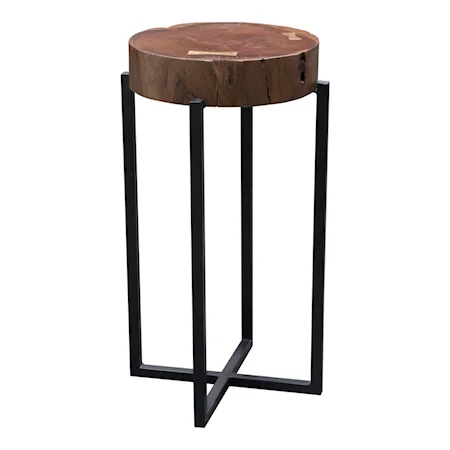 Modern Rustic Large 25" Accent Table with Solid Mango Wood Top