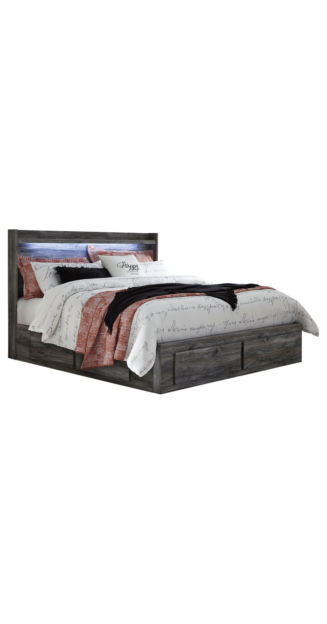 King Panel Bed With 4 Storage Drawers