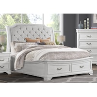 Traditional King Upholstered Bed with 2-Drawer Storage