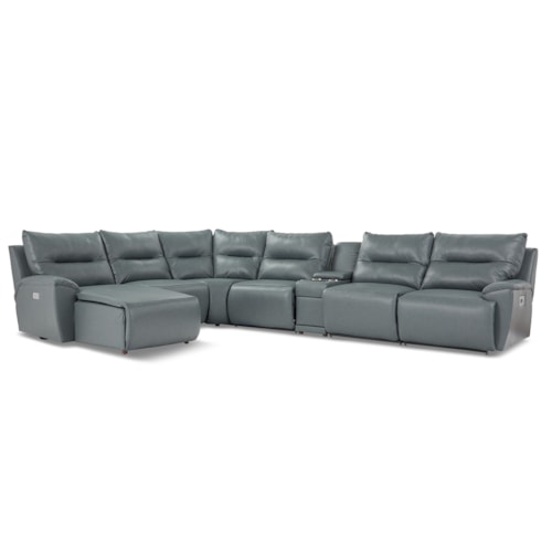 Casual 7-Piece Power Reclining Sectional Sofa