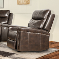 Transitional Leather Power Recliner with Nailheads