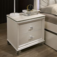 Contemporary Glam 2-Drawer Nightstand with Felt-Lined Top Drawer