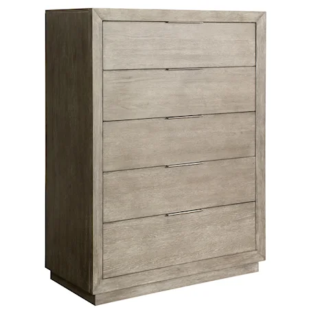 Transitional 5 Drawer Chest with Felt Lined Drawers