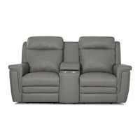Asher Contemporary Power Reclining Console Loveseat with Power Headrest & Lumbar