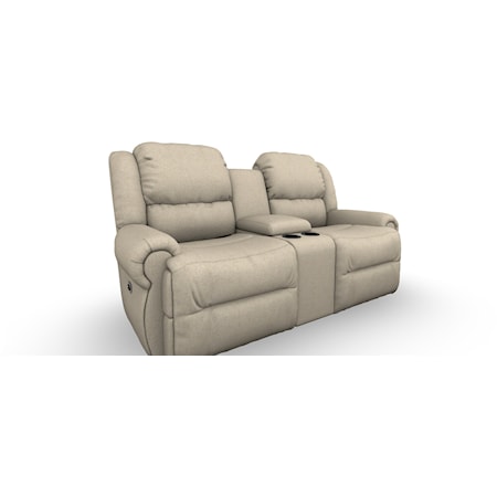 Casual Reclining Space Saver Console Loveseat